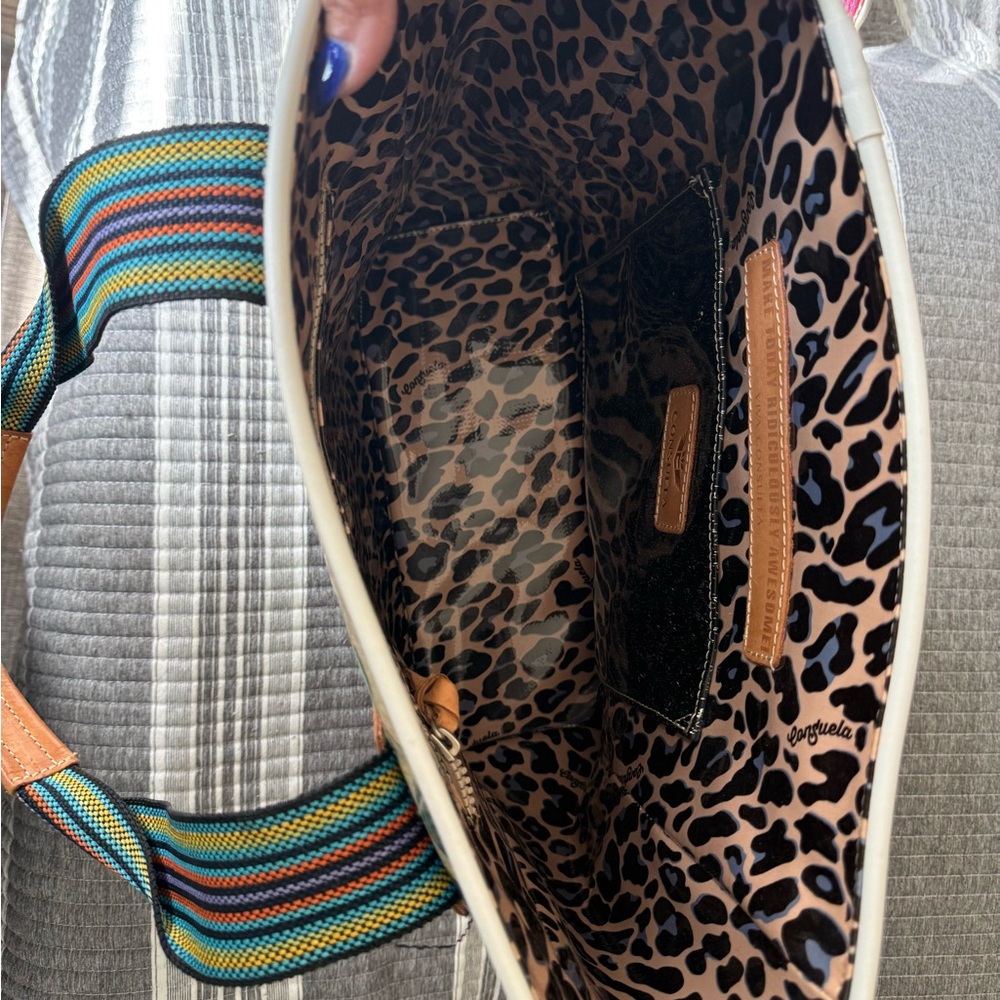 Consuela Cream Tote with Multicolor Strap